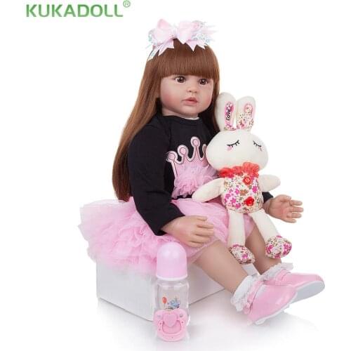 KUKADOLL 60 CM Princess Baby Doll Cloth Body Toddler Beautiful Dress Up Doll Many Accessories Kids Birthday Gifts