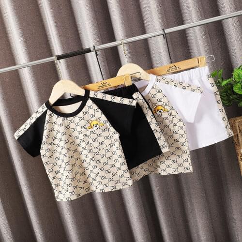 Summer Fashion Toddler Boy Geometric Pattern Patchwork Clothes Set Baby Girls O-neck T-shirt+Shorts Infant Kids Cotton Clothing