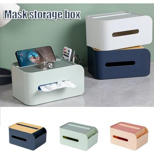 Multifunctional Tissue Box Remote Control Face-Cover Storage Box for Home Living Room SCIE999