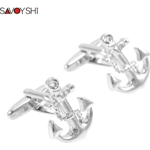 SAVOYSHI Fashion Anchor Cufflinks for Mens Brand Cuff buttons High Quality French Shirt Cuff links Gift Jewelry Free Engraving