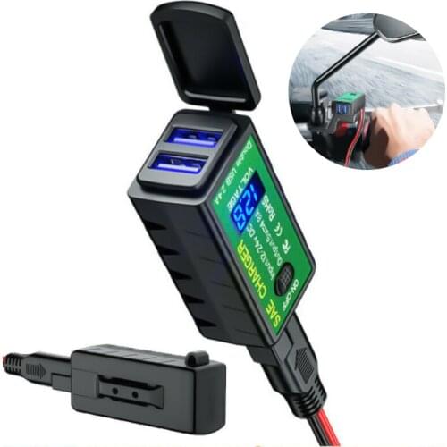 Motorcycle 12V-24V SAE To USB Dual Port Charger Cable Adapter Waterproof For Phone GPS Quick Disconnect Plug Charging Adapter