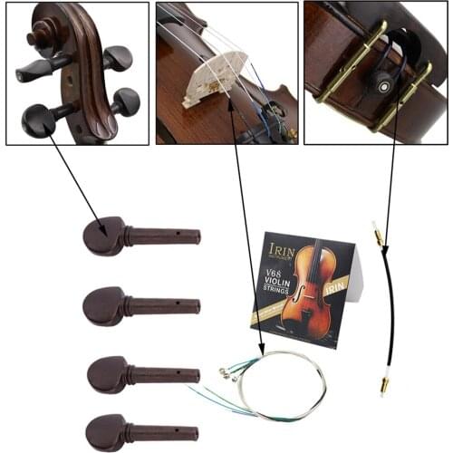 M MBAT 3pcs Violin Strings Kit Violin Ebony Tuning Pegs Tail Rope High Quality Fiddle Musical Instrument Replacement Spare Parts