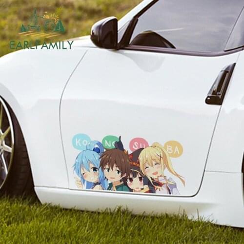 EARLFAMILY 43cm x 20.2cm for Konosuba Aqua Car Stickers Waterproof Custom Printing Scratch-proof Anime Graffiti Decal Decoration