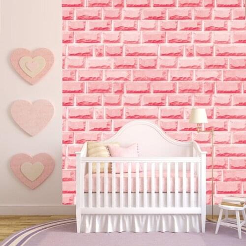 2019 New 0.45*10m Pink Emulation Brick PVC Wall Sticker Removeable Living Room Bedroom Home Decals Adhesive Poster