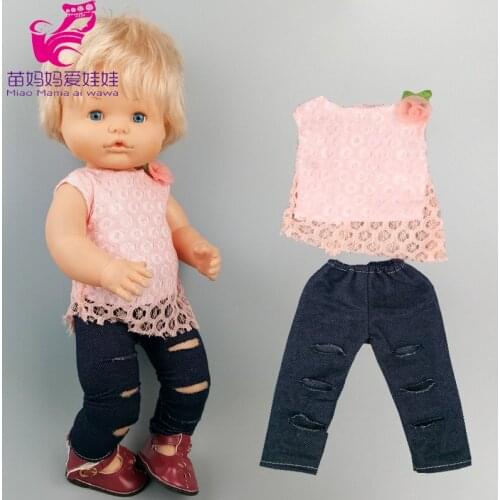 Baby Doll clothes lace shirt tights for 16 inch Nenuco Ropa Y Su Hermanita 38cm dolls shirt jeans pants