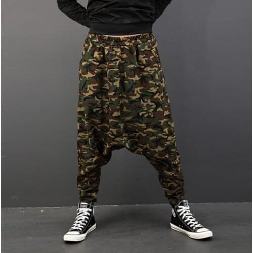 Autumn loose personality fashion camouflage harem pants mens trousers pantalones hombre cargo feet pants for men pantalon homme