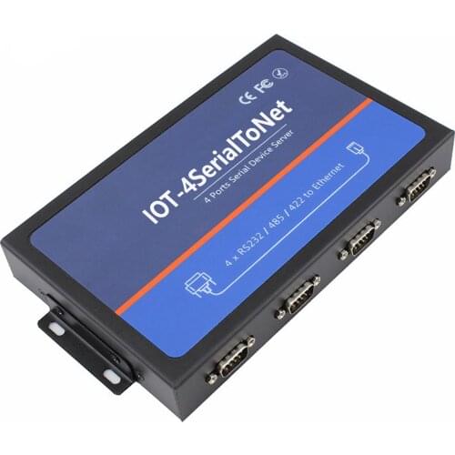 Industrial 4 Ports Serial RS232 RS485 RS422 to Ethernet Converter Support Modbus RTU to TCP Remotely Manage Any Serial Device