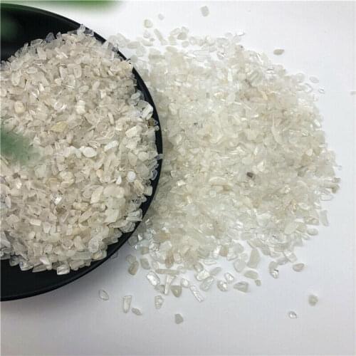Drop Shipping 50g 3-5mm Natural White Moonstone Crystal Quartz Polishing Gravel Healing Chips Natural Stones and Crystals