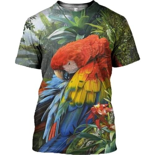 Drop shipping Animal Parrot 3D Printed Men T shirt Harajuku Fashion Short Sleeve Shirt Street Casual Unisex Tee Tops YW001