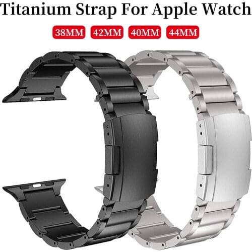 Titanium alloy Stainless steel Buckle Strap For Apple Watch band 44mm 42mm 40mm 38mm For iWatch series 6 5 4 Bracelet watchhband