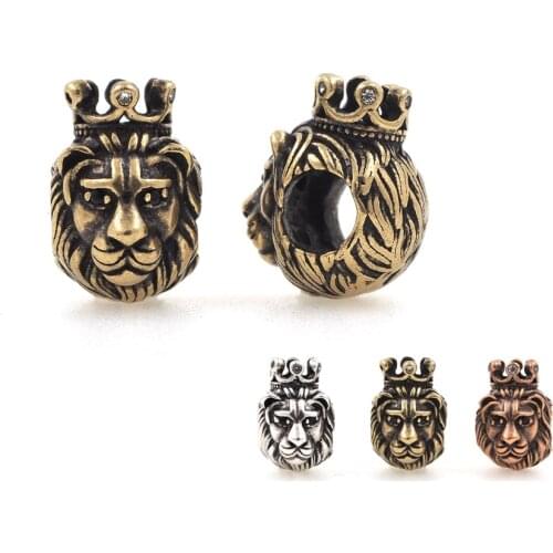 Antique Crown Lion Beads-Lion Charm-Mens Animal Spacer Beads-DIY Jewelry Beaded Accessories 14x9.3x12.5 mm