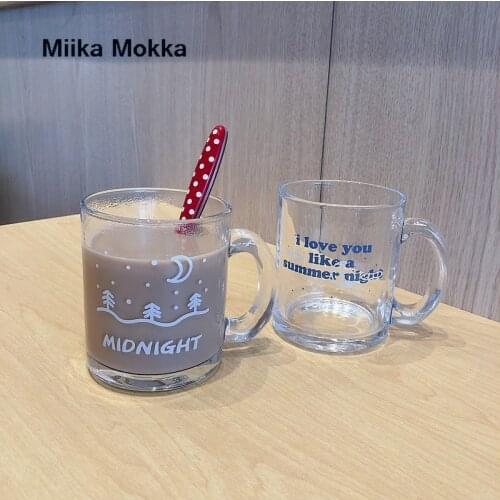 Glass Mug with Handle Transparent Breakfast Milk Oats Cup Office Home Couple Water Cups Kitchen Drinkware Coffee Cup