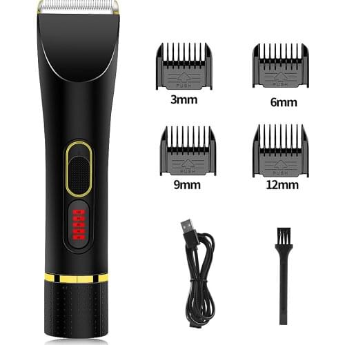 LED USB Electric Hairdressing Scissors ABS Professional Men Hair Cutting Machine Beard Barber Hair Cut Dog Hair Clipper Black