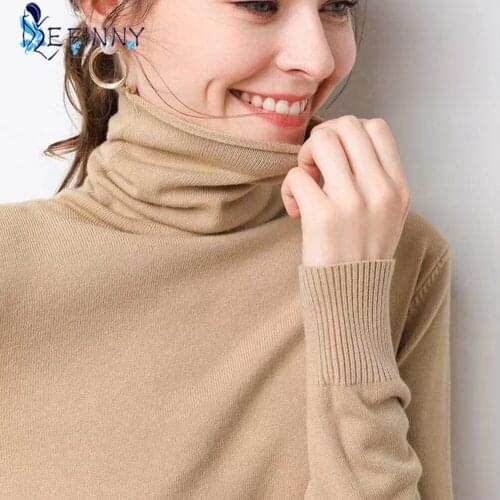 Thick Ribbed Turtleneck Sweater Autumn Winter Soft Pullover Long Sleeve Knitted Sweaters Women Slim Solid Color Jumper