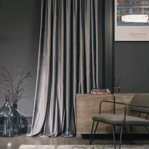 European-style High-end Living Room Velvet Curtains Blackout Curtains for Living Room and Bedroom Solid Color Flannel Curtains