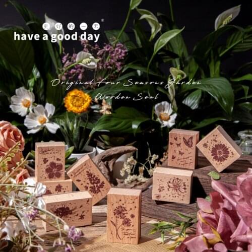 Vintage Petal Hibiscus Daisy Butterfly Stamp DIY Wooden Rubber Stamps For Scrapbooking Stationery Scrapbooking Standard Stamp
