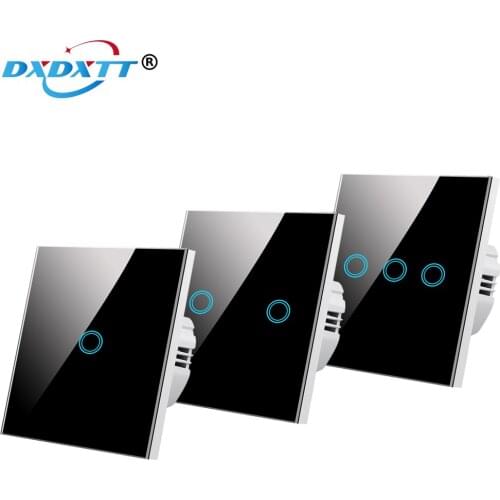 Light Switch 220 V EU Standard Tempered Crystal Glass Power 1 2 3 Gang 1 Way Uxury Lamp Led Backlight Wall Touch Sensor Switch