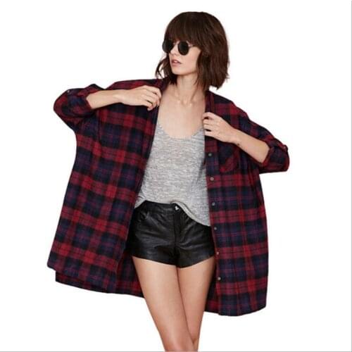 YYFS 2019 New Fashion Women Long Sleeve Cotton Loose Plaid Shirt Style Female College Style Casual Tops Shirt Blouses Plus Size