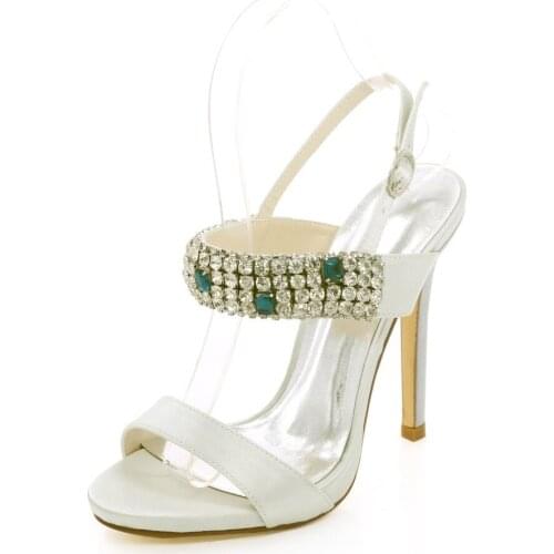 High Heels Rhinestone Wedding Sandals Shoes Women Open Toe Ankle Buckle Strap Heeled Formal Party Summer Ladies Sandals