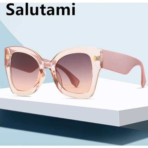 2021 New Brand Oversized Square Cat Eye Sunglasses For Women Vintage Patchwork Elegant Sun Glasses Female Gradient Pink Shades