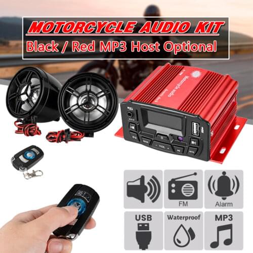 12V Motorcycle Red Sound System SD USB MP3 Motorcycle Audio Remote Control Stereo 2 Speakers Waterproof FM Motorcycle Radio