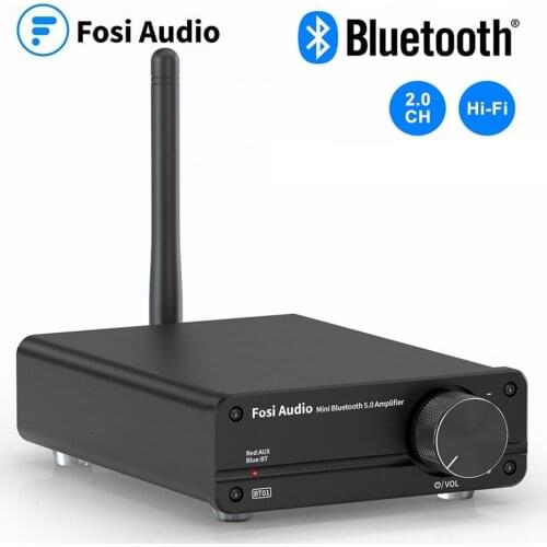 Fosi Audio BT01 Bluetooth 5.0 Sound Amplifier 2 Channel Class D Mini HiFi Integrated Digital Power Amp for Home Speakers 50W *2