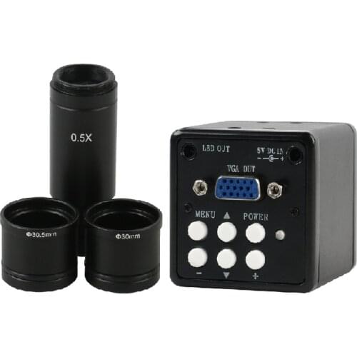 2.0MP 1/3-inch Sensor Digital Microscope Camera VGA Output With C-Mount 0.5X Eyepiece Adapter 23.2mm 30mm 30.5mm Relay Lens