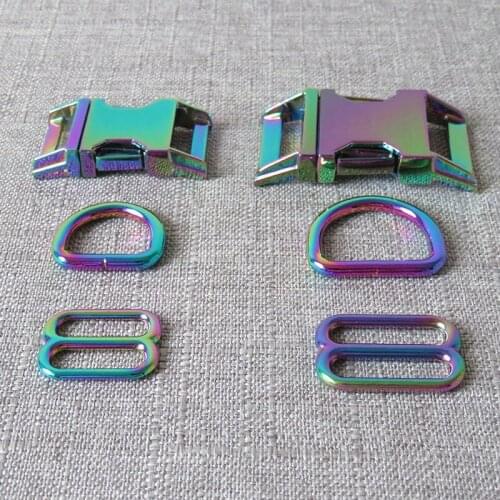 100sets 20mm 25mm Wholesale Dog Collar Paracord Metal D Ring Clasp Buckle Hardware Slider Loop Strap Bag Belt Adjuster Accessory