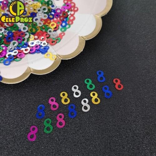 15g Digit 8 Confetti Sequins 8th Anniversary Event Decoration Confetti Golden Silver Table Confetti Age 8 Birthday Party Supply