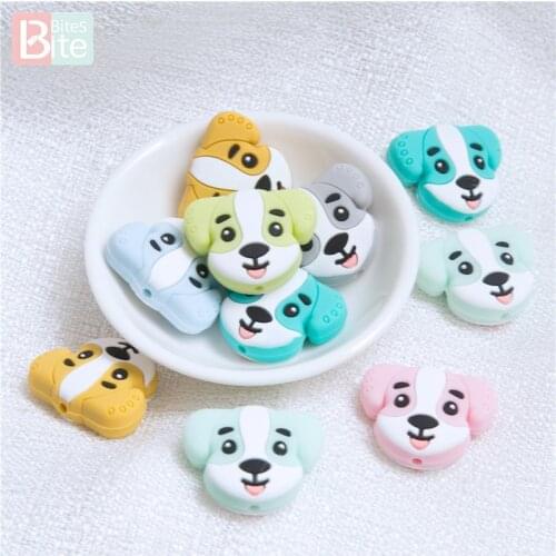 Bite Bites 20pc Silicone Beads Dog Baby Teething Tiny Rod Food Grade Silicone Rodent Puppy Cartoon Baby Goods Toys Make Teether