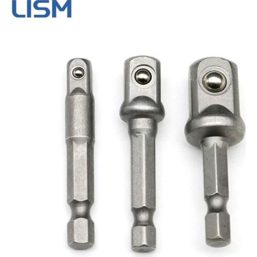 3pc/set Drill Nut Driver Power Extension Bit Set Socket Adapter 1/4" 3/8" 1/2" Impact Grade Hex Shank Adapter for Drills