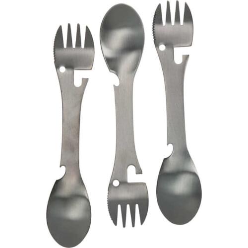 3Pcs/Set Outdoor Multifunctional 5 in 1 Knife Spoon Fork Bottle Can Opener Utensil for Outdoor Picnic Camping Tableware Supplies