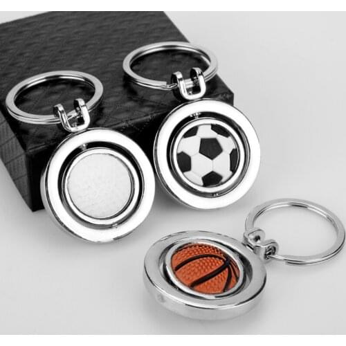 World cup 3D Sports Rotating Basketball Football Golf Keychain Ball Pendant Key Chain Car Keying Jewelry Creative Accessories