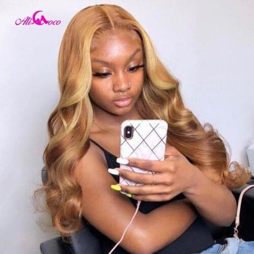 4/27 Hightlight 4x4 Lace Closure Body Wave Wigs 13x4 Hightlight 27 Colored Human Hair Lace Front Wigs Pre Plucked Ali Coco