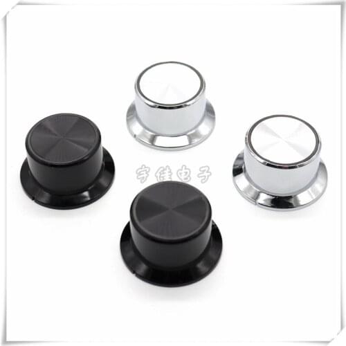 5 Piece 35 × 18.5MM light transmission knob cap black / silver audio amplifier adjustment knob cap flower shaft 6MM
