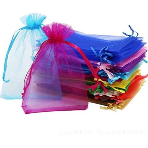 50 multi-size organza bags raffle tickets wedding party decoration gift bags small bags jewelry packaging bags 22 colors 66