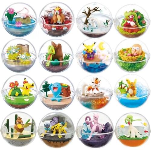 6 Styles Pokemon Figures Ball Mew Totodile Litten Pikachu Ninetales Gardevoir Vulpix Mini Capsule Toy Blind Box Doll Gift 6.5CM