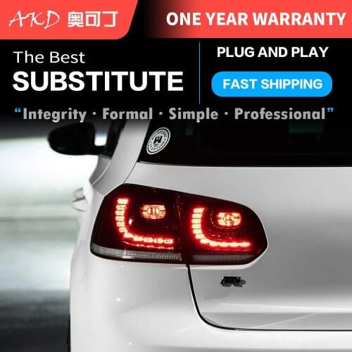 AKD tuning cars Tail lights For V W Golf 6 Golf6 MK6 R20 Taillights LED DRL Running lights Fog lights dynamic signal light