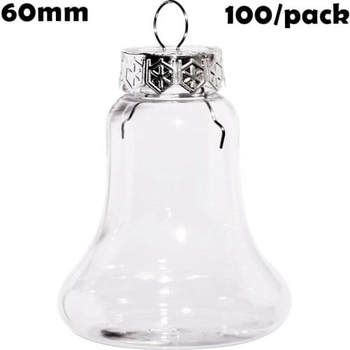 Free Shipping DIY Paintable/Shatterproof/Fillable Christmas Decoration Ball 80*60mm Plastic Jingling Bell Ornament, 100/Pack
