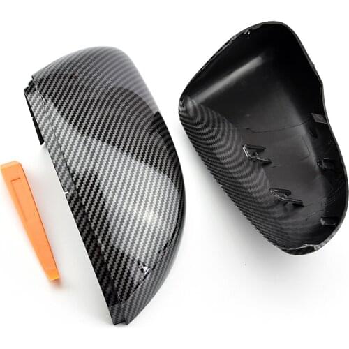 For Volkswagen GOLF 6 VI MK6 GTI R Line R20 Touran Carbon Fiber Pattern Mirror Case Black Side Wing Rearview Mirror Cover