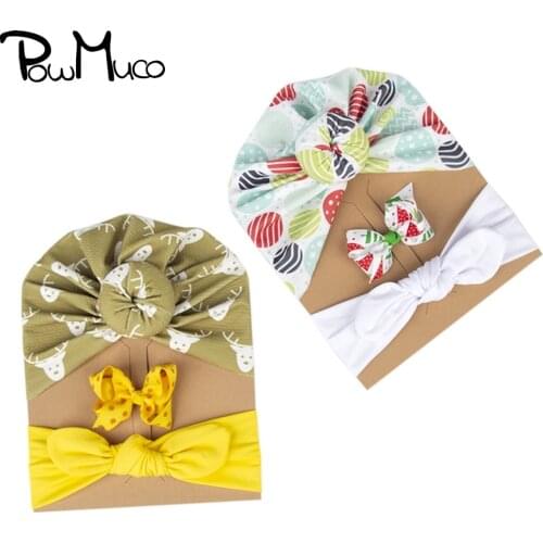Powmuco Childrens Printted Hat Hairpins and Hairband Set Fashion Cartoon Pattern Donut Caps Baby Girls Headwear Christmas Gifts
