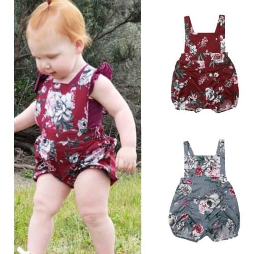 Pudcoco Newborn Infant Baby Girl Flower Backless Romper Jumpsuit Summer Sleeveless Cotton Casual Short Romper Baby Girls Clothes