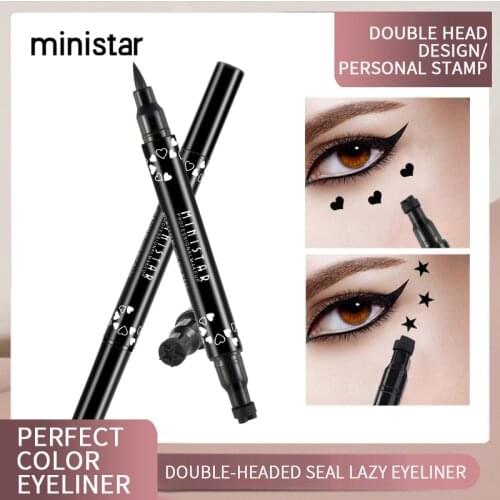 Double-headed Seal Eyeliner Waterproof Sweat-proof Quick-drying Long-lasting Non-smudge Love Seal Black Eyeliner TSLM1