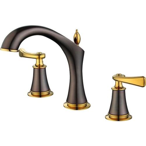 European Luxury Gold Antique 8 inch widespread 3 Holes bathroom Lavatory Sink faucet mixer tap New Deck mounted