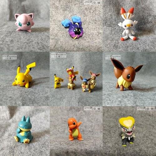 Genuine Pokemon WCT 3.5-5cm Charmander Jangmo-o Litten Eevee Pikachu Action Figure Model Toys Gift for Children