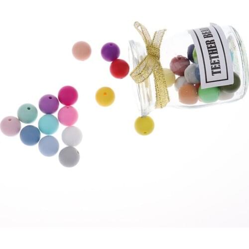 Fkisbox 10pc 12mm Pearl Silicone Round Baby Teether Bead Bpa Free Infant Shower Gifts Teething Pendant Necklace Jewelry Mordedor