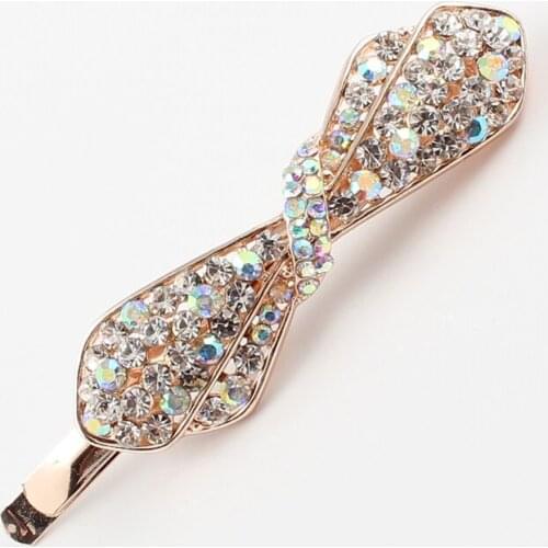 Bow tie Women Girls Hair Jewelry Headwear Crystal Rhinestone Hair Clip Barrette Hairpins Fashion Korean Hair Accessories