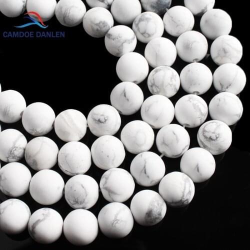 CAMDOE DANLEN Natural Stone Forst Dull Polish Matte White Howlite Turquoises Beads 6 8 10 12mm Fit Diy Necklace Bracelet Making