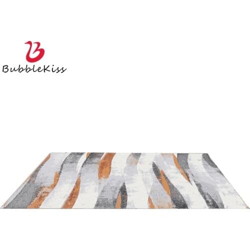 Bubble Kiss Nordic Style Orange Gray Abstract Stripes Pattern Carpets Home Customized Kids Room Decor Area Rugs Bedside Mats