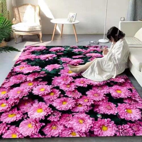 3D Rose Flower pattern Print Carpets for Living Room Bedroom Wedding Hallway Floor Mat Valentines Day Home Decoration Large Rug